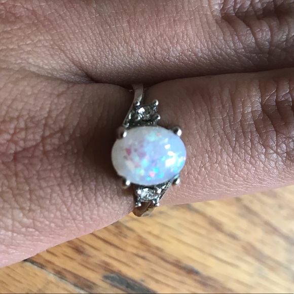 Oval White Opal Like Ring - Picture 2 of 4